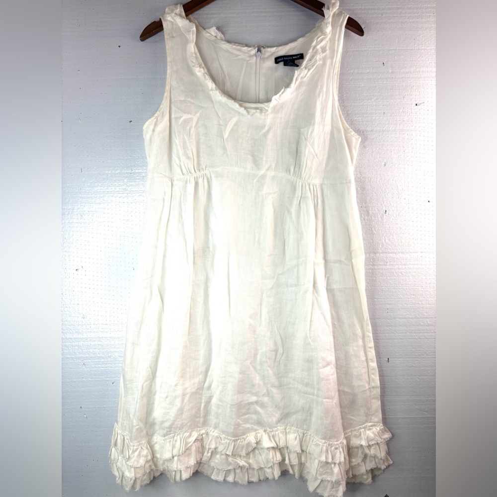 Saint Tropez West 12 Linen Sleeveless Empire Waist Mini Dress